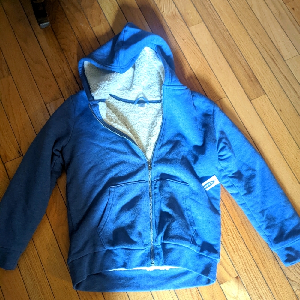 Boys 10/12 Sherpa lined sweatshirt NEW